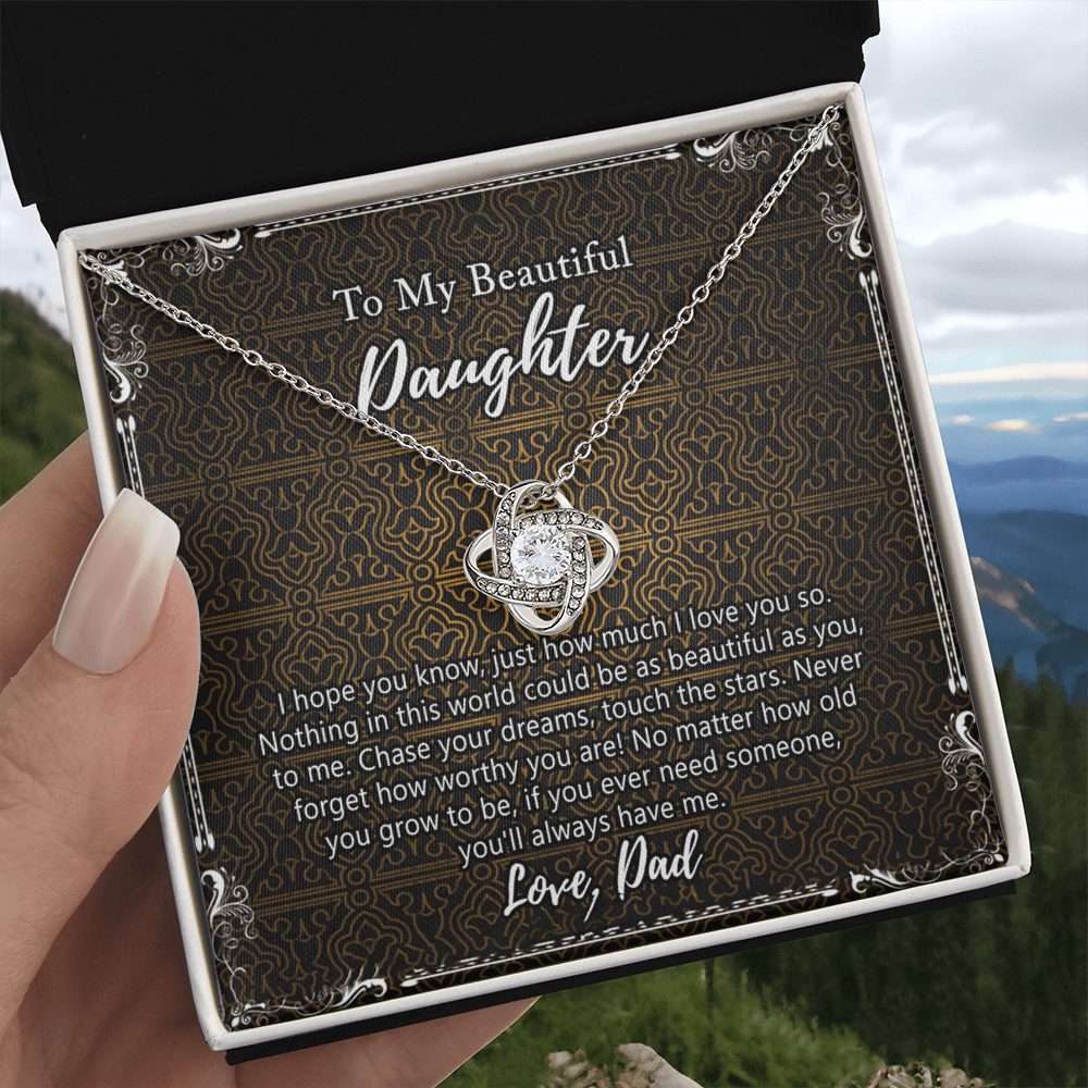 Daughter Gift Necklace, Father To My Beautiful Daughter Necklace From Dad, Jewelry Necklace Meaningful Pendant Personalized Necklace Gifts To Daughter, Father And Daughter Jewelry Gifts