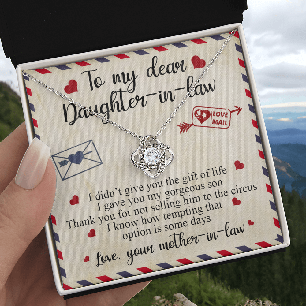 To My Dear Daughter-in-Law Gift Necklace From Mother In Law, Luxe Love Knot Necklace Gift Set, Necklaces For Girls, Little Girl Daughter In Law Gifts Necklace, Jewelry Gifts For Women Gifts