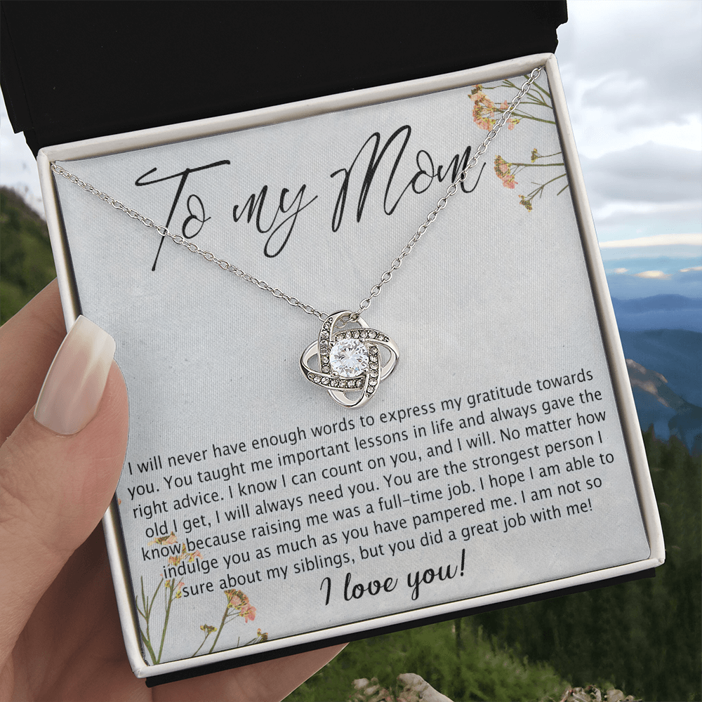 Mom Gift Necklace, To My Mom Love Knot Necklace Gift From Daughter Son Gift For Mom, Mother And Daughter Gift Necklace Personalized Gift Necklace For Mom Pendant, Love Knot Necklace Gift For Women