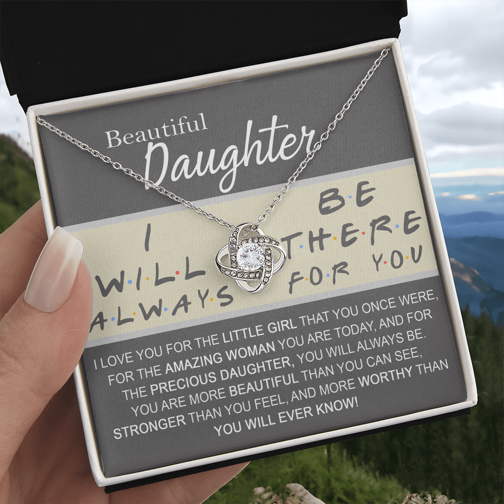 Daughter Gift Necklace Message Card Jewelry - Getting Card For Daughter, Custom Card For Little Girl, To My Beautiful Daughter Love Knot Necklace Gift From Mom - Mother And Daughter Gift Jewelry