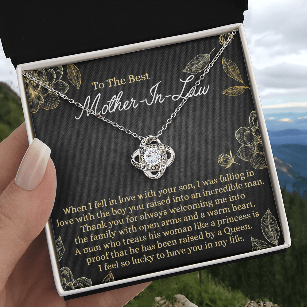 Mother In Law Gift Necklace, To The Best Mother In Law Love Knot Necklace From Daughter In Law, Jewelry Gift for Women, Mother In Law, Bonus Mom Gift Necklace, Mother-In-Law Gift Love Knot Pendant