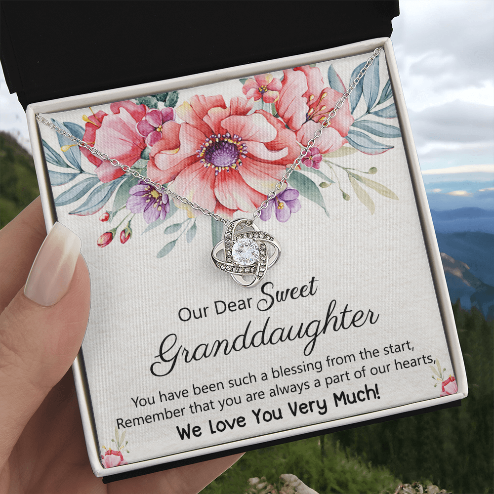To Our Granddaughter Necklace from Grandma Grandpa, Love Knot Necklace Gift for Granddaughter, Necklace For Her, for Granddaughter Jewelry Gift For Girls On Birthday, Graduation Gift, Christmas