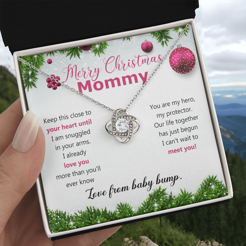 Mommy To Be Merry Christmas Present Necklace From Baby Bump First time mommy