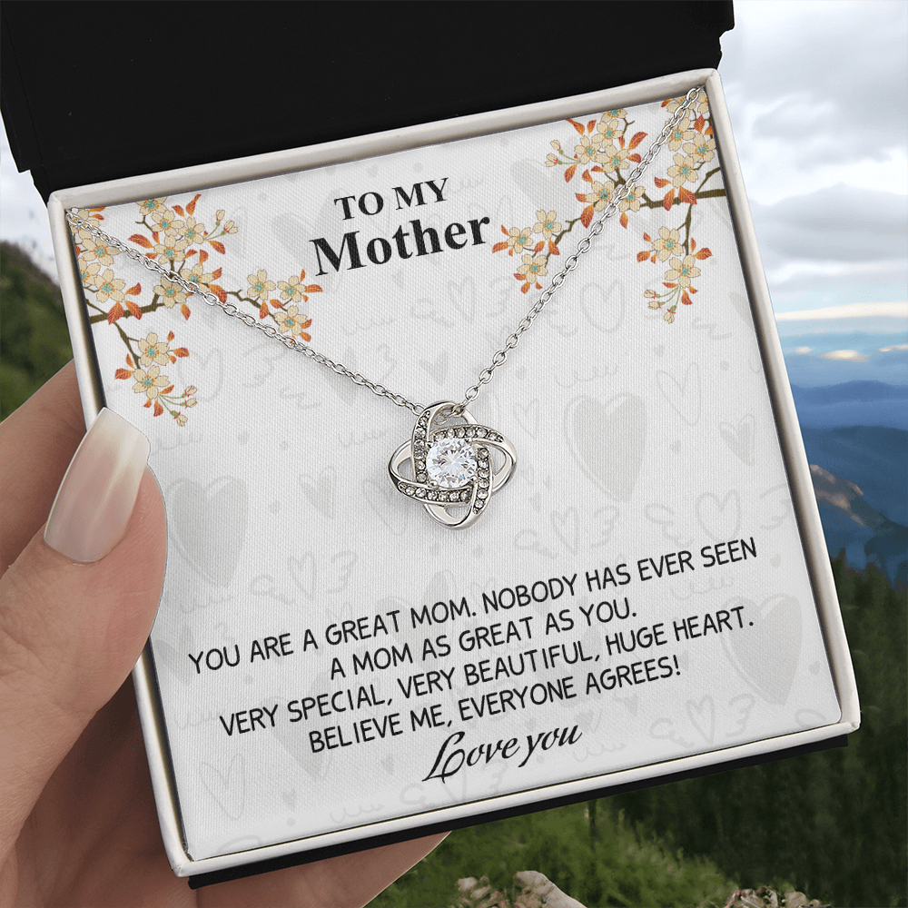 Great Mom Necklace, To My Mother Necklace From Daughter, The Love Knot Necklace Gift For Mom, Jewelry Gift For Women, Mother And Daughter Gift Necklace I Love You From Daughter To Mom Pendant
