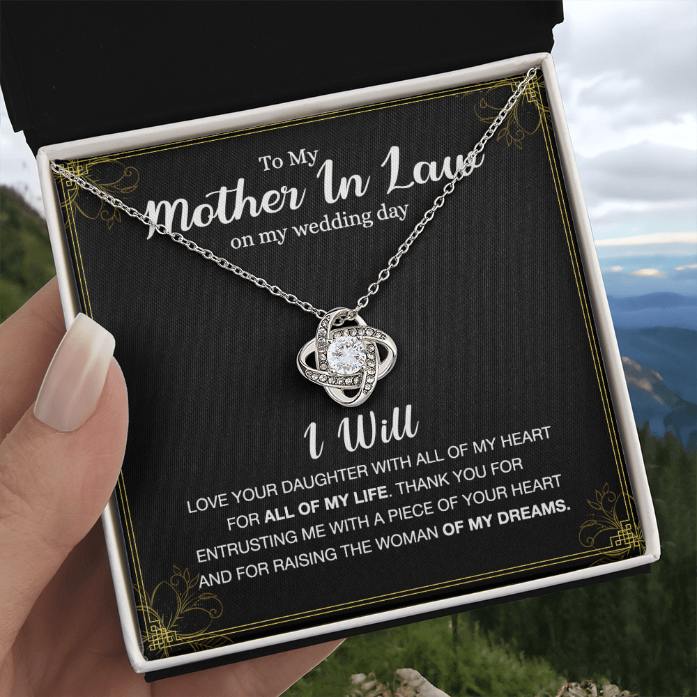 Mother In Law Gift Necklace, To My Mother In Law Love Knot Necklace Gift From Daughter, Mother In Law On My Weding Day Necklace, The Love Knot Necklace Gift On Wedding Day For Mother In Law Jewelry