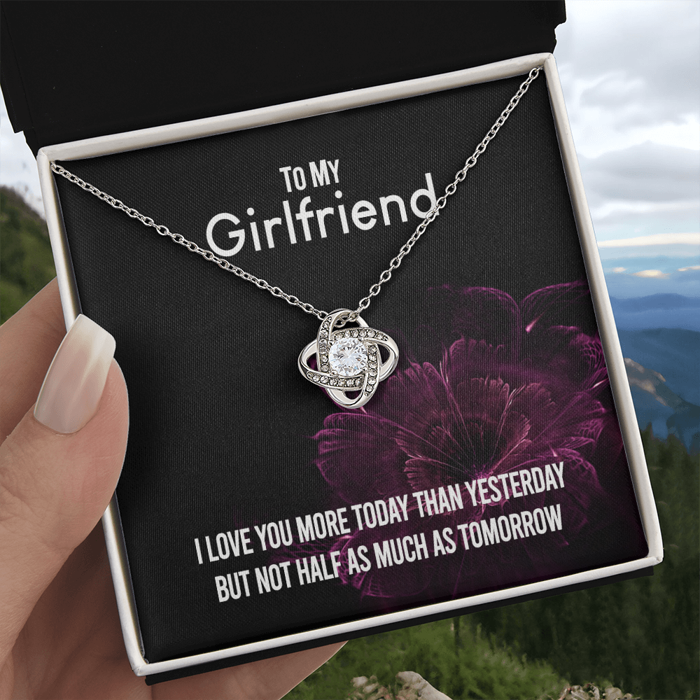 To My Girlfriend Necklace Romantic Girlfriend Birthday Gifts for Girlfriend From Boyfriend, Husband, Girlfriend Gift Necklace - Jewelry Gift For Girls, Love Knot Pendant Gift For Girlfriend, Soulmate