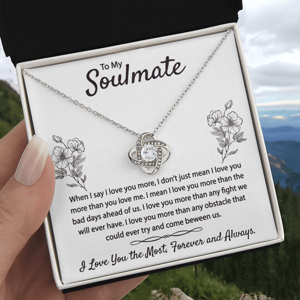 To My Soulmate Necklace From Husband Boyfriend Love Knot Necklace Gift For Soulmate Girlfiend To My Wife Gift Necklace with Message Card Gift Necklace for Her Romantic Girlfriend Gift Necklace