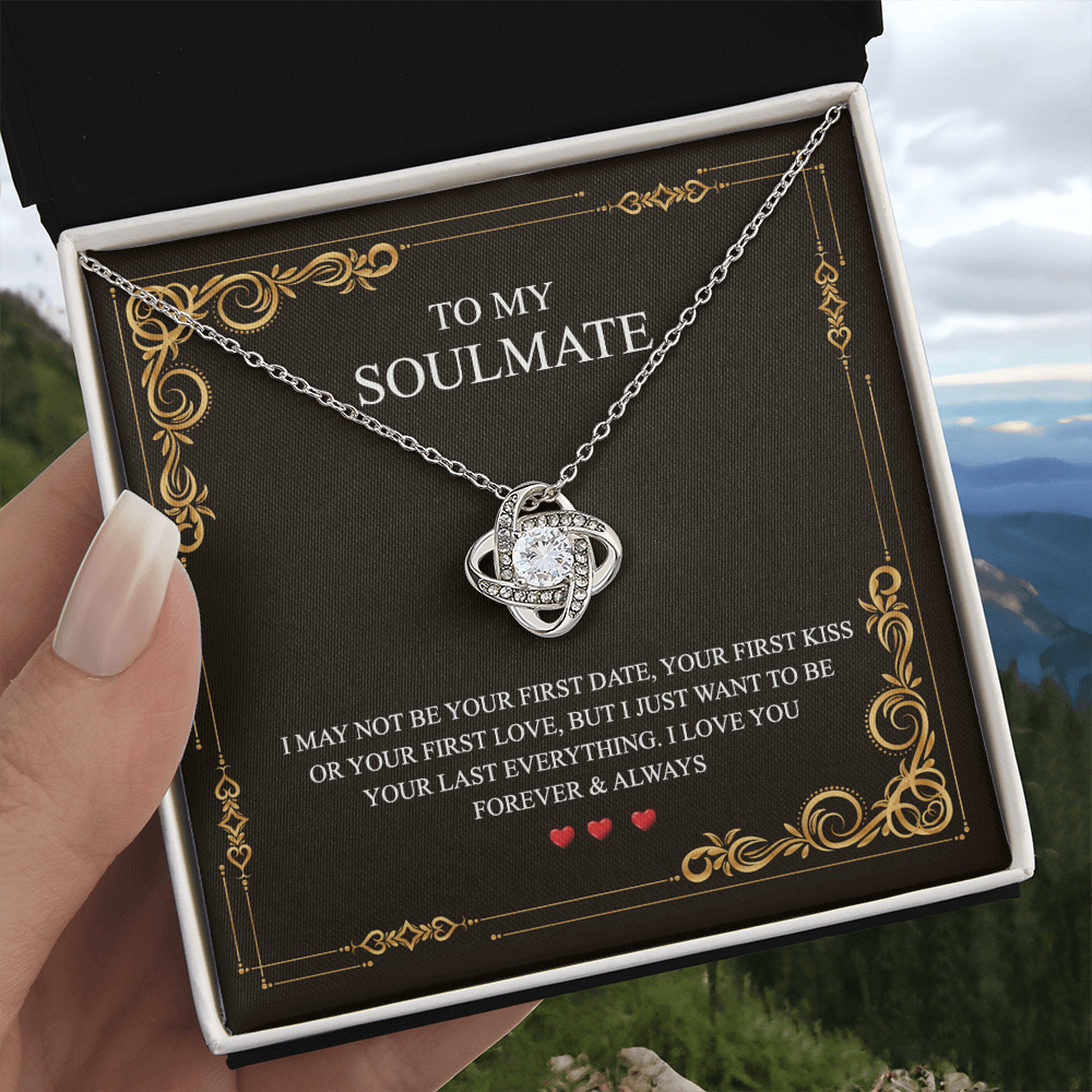 To My Soulmate Love Knot Necklace Gift From Husband To Wife, Girlfriend, Soulmate Gift Necklace On Valentines Day Anniversary, Christmas Necklace for Her Romantic, Jewelry Gift For Women