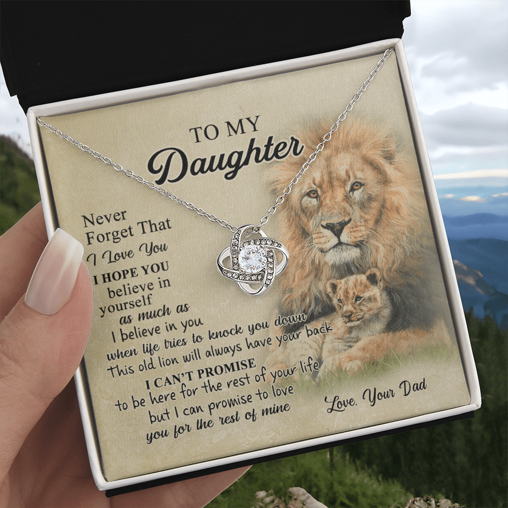 To My Daughter Gift Necklace from Dad Old Lion Your Back Believe Rest of Mine Personalized Gift Necklace Chain Gift on Birthday Graduation Gift Jewelry Gift For Girls, Little Girl Necklace