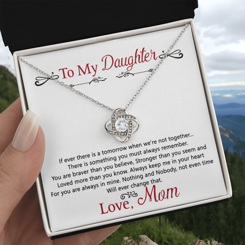 To My Daughter Love Knot Necklace Gift From Mom, Daughter Gift Necklace, Mother To Daughter Pendant Gift, Little Girl Necklace Love Knot Jewelry Gift For Girls, Mother Love Daughter Necklace