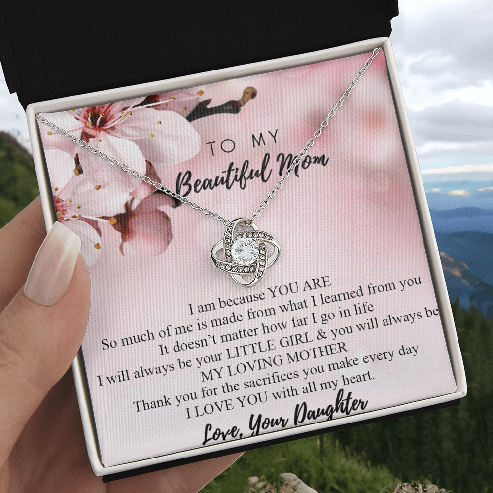 To My Mom Necklace From Daughter, Mother's Day Jewelry For Mom, Mother, Mother In law, Loving Mother Gift Necklace, Unique Moms Gift Ideas, Beautiful Mom Gift Love Knot Necklace On Mothers Day
