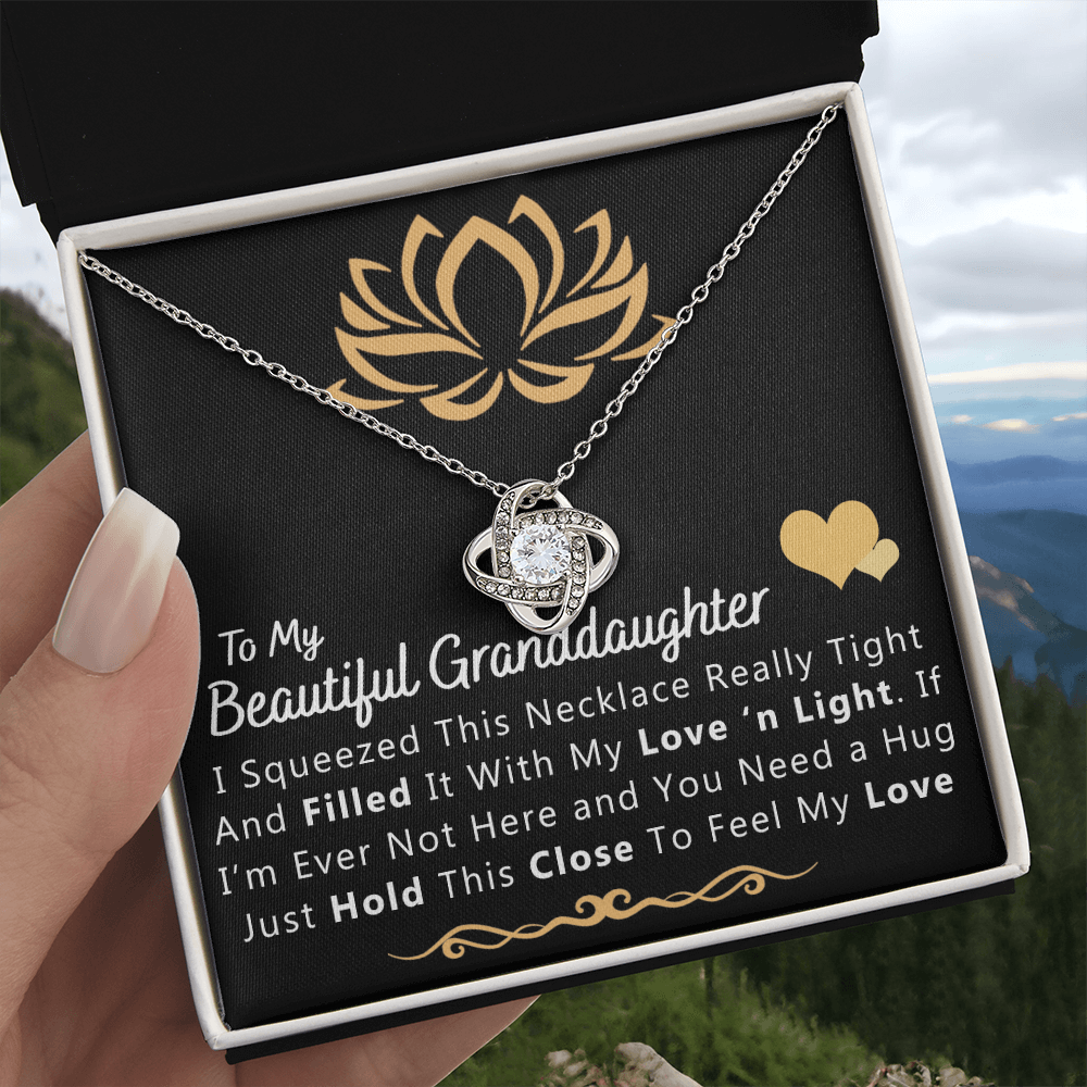 To My Beautiful Granddaughter Necklace From Grandma And Grandpa, To Granddaughter Love Knot Necklace, Gift Pendant For Granddaughtr, I Squeezed This Necklace Gift For Girls On Birthday, Anniversary