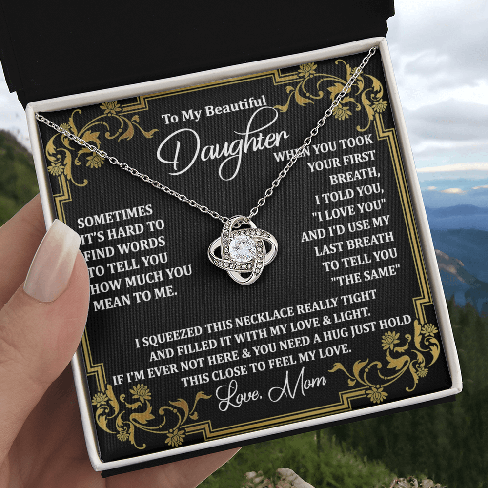 Personalized Gift Necklace For Daughter, Message Card Jewelry, Handmade Necklace  For Daughter Message Card & Box, To My Beautiful Daughter Necklace From Mom Gift Pendant Mother And Daughter Gift