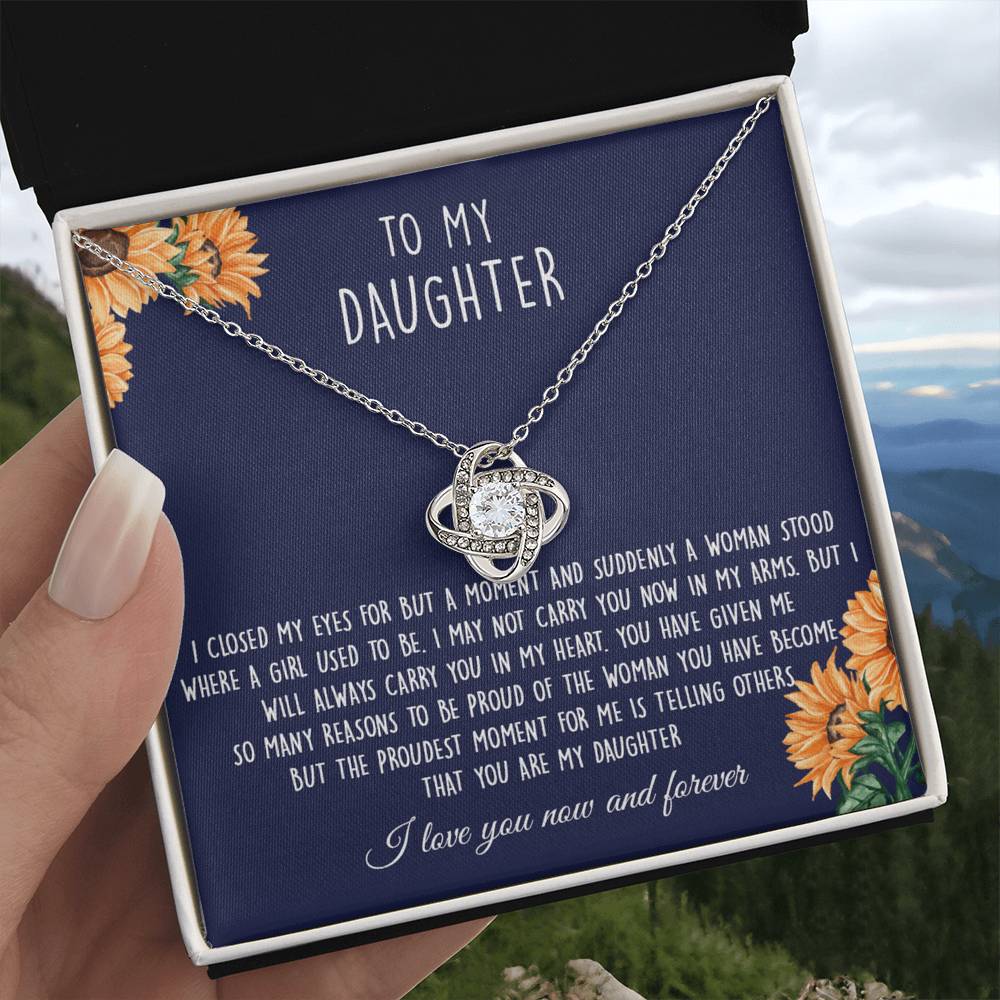 Gift Necklace For Daughter, To My Daughter Love Knot Necklace From Mom - I Love You Now And Forever Necklaces For Daughter From Mom And Dad Daughter Necklace,vSuddenly A Woman Jewelry Gift For Girls
