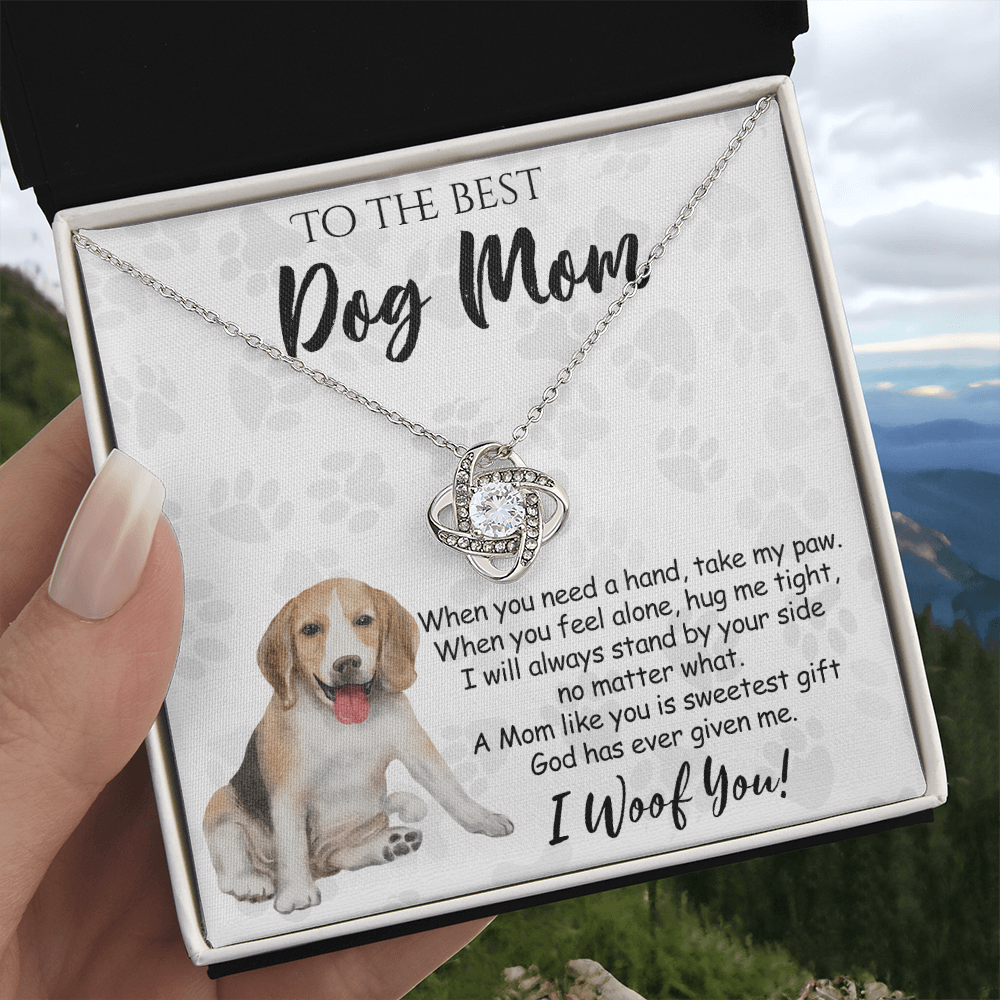 To The Best Dog Mom Knot Lnot Necklace From Daughter Mother's Day Necklace Gift, A Mom Like Beagle Gift Necklace And Message Card Jewelry Gift For Women, Dog Lovers, Beagle Dog Mom Necklace