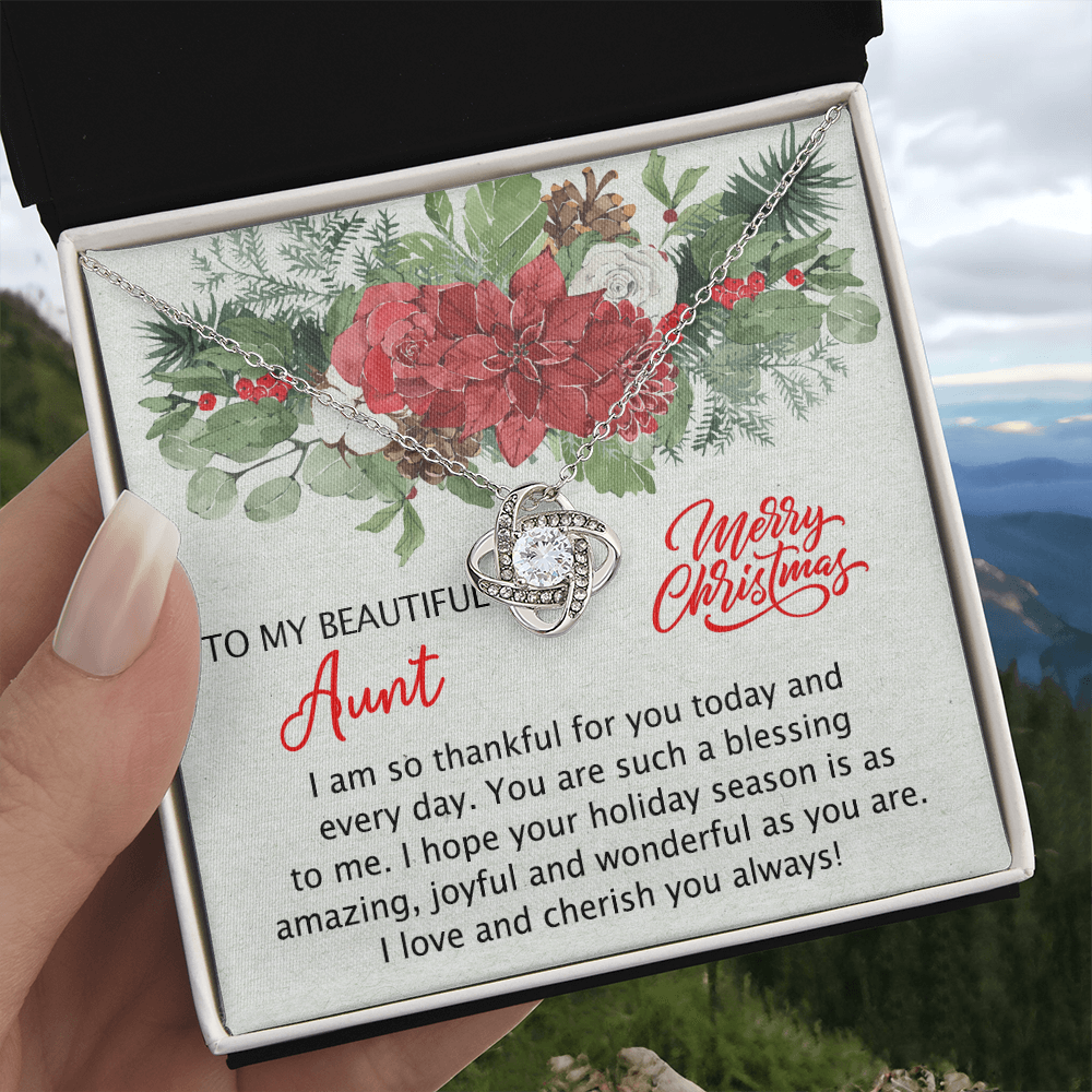 To My Beautiful Aunt Christmas Necklace Gift for Aunt from Niece Personalized Aunt Necklace Gift Merry Christmas Day Gift for Aunt Necklace for Aunt from Niece Love Knot Necklace