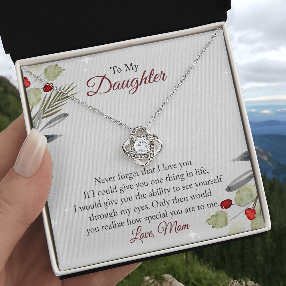 To My Daughter Necklace From Mom, Christmas Necklace with Message Card and Gift Box For Daughter, Mother And Daughter Necklace Gift On Birthday Wedding Graduation Gift Never Forget Necklace