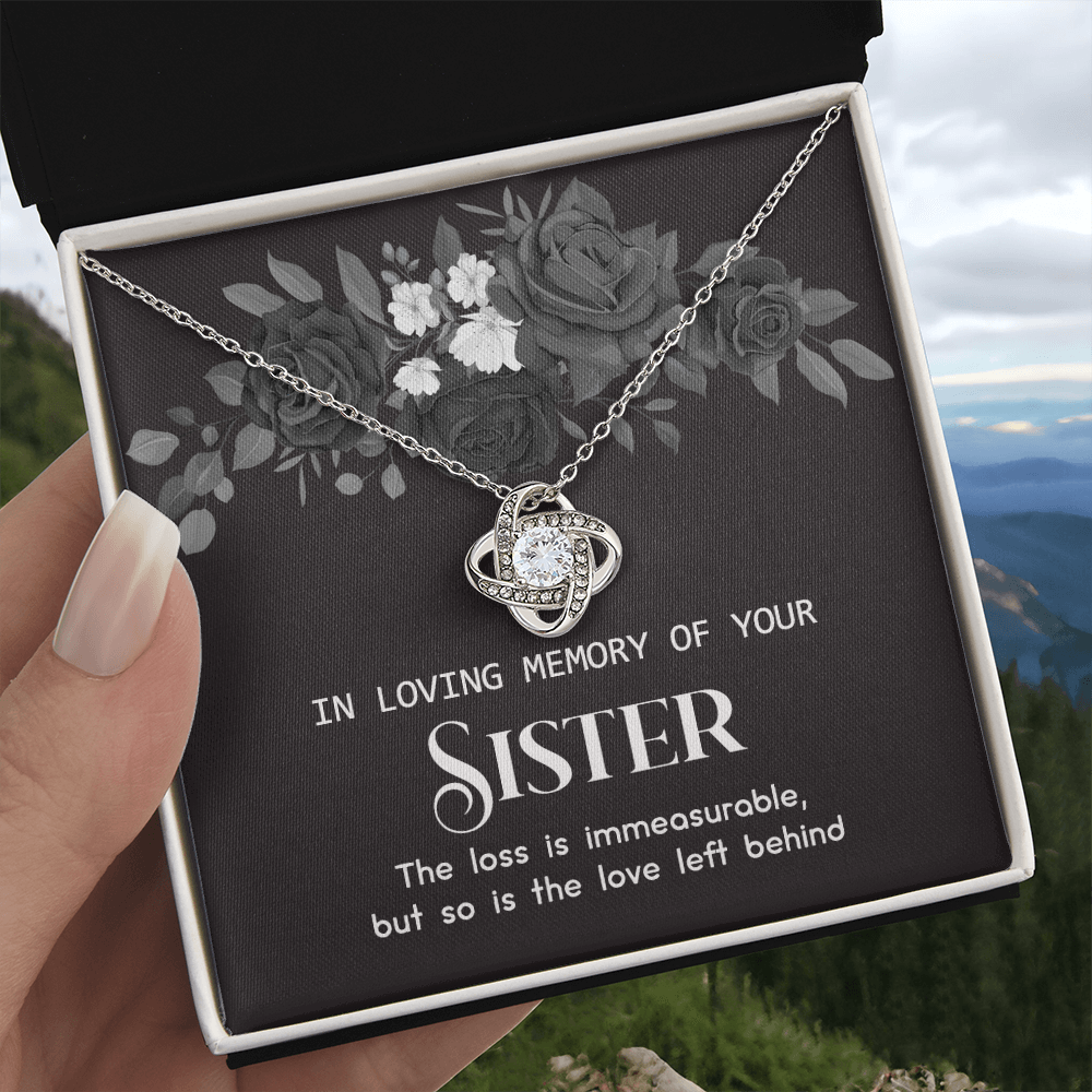 In Memory Of Your Sister Love Knot Necklace, Sympathy Gift Pendant Loss Of Sister, Sympathy Gift Box For Sister, Loss Of Sister Necklace, Loss Of A Sister Necklace, Jewelry Gift for Girls, Women