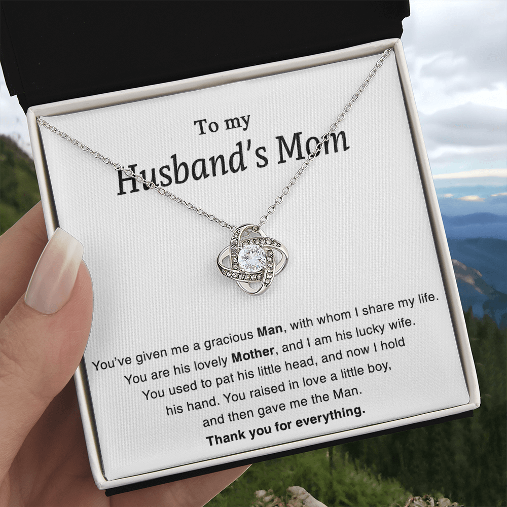 To My Husband's Mom Necklace For Her Thank You Mom Jewelry Gift Knot Mothers Day