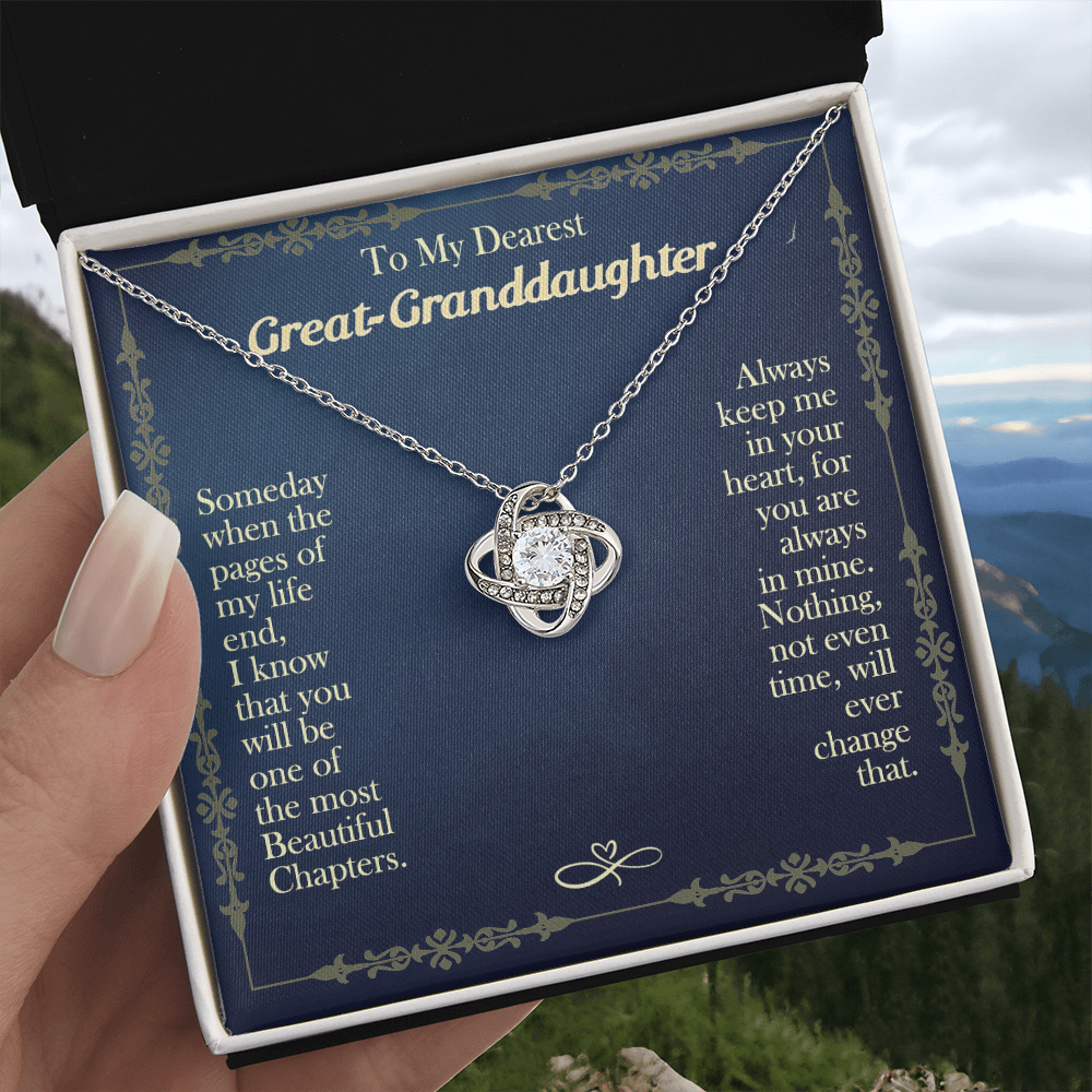 Granddaughter Gifts Necklacce from Grandma - To My Dearest Great Granddaughter Love Knot Necklace from Grandma Jewelry Gift for Girls, Granddaughter Pendant Necklaces gifts Birthday Graduation Gift