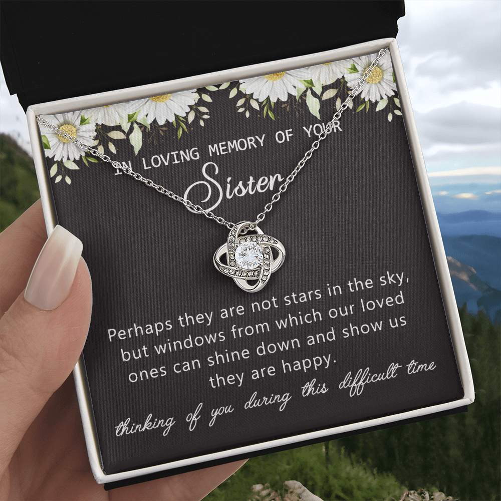 In Loving Memory Of Your Sister Love Knot Necklace, Sympathy Loss Of Sister Pendant, Sympathy Gift Box For Sister, Loss Of Sister Necklace For Sister, Condolence Gifts Pendant, Jewelry for Women