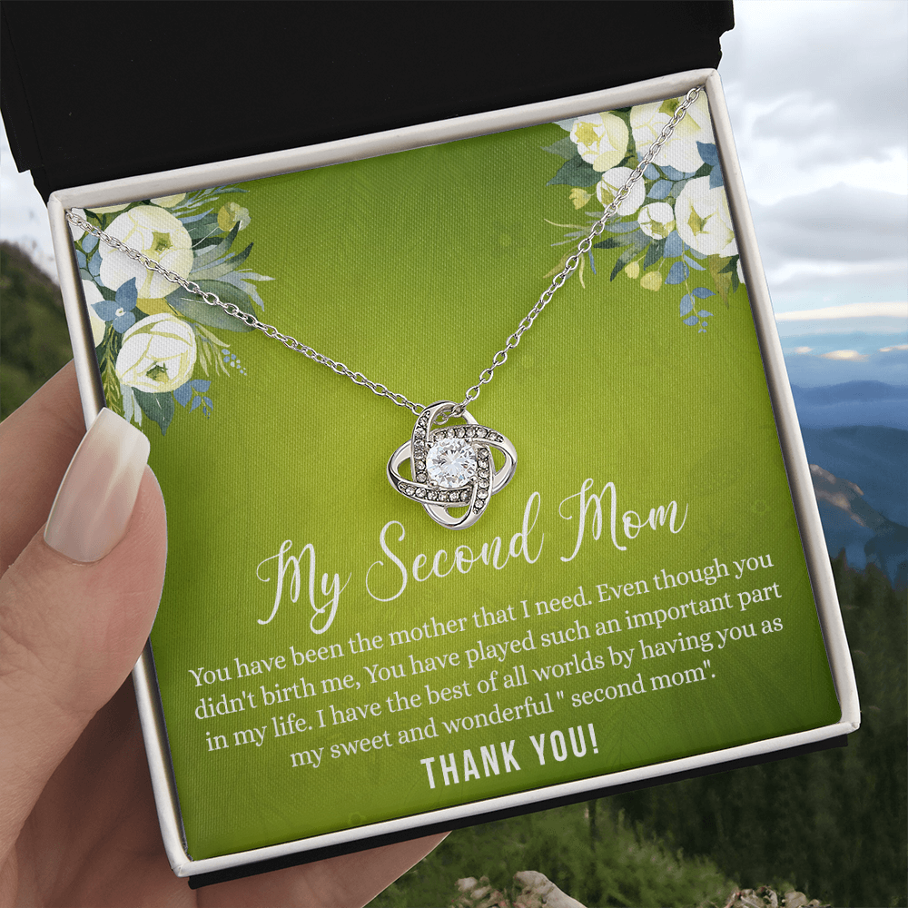 Second Mom Necklace, To My Second Mom Love Knot Necklace Gift From Daughter, Mother And Daughter Gift Necklace Personalized Gift Necklace For Mom, Thank You Love Knot Necklace Gift For Women