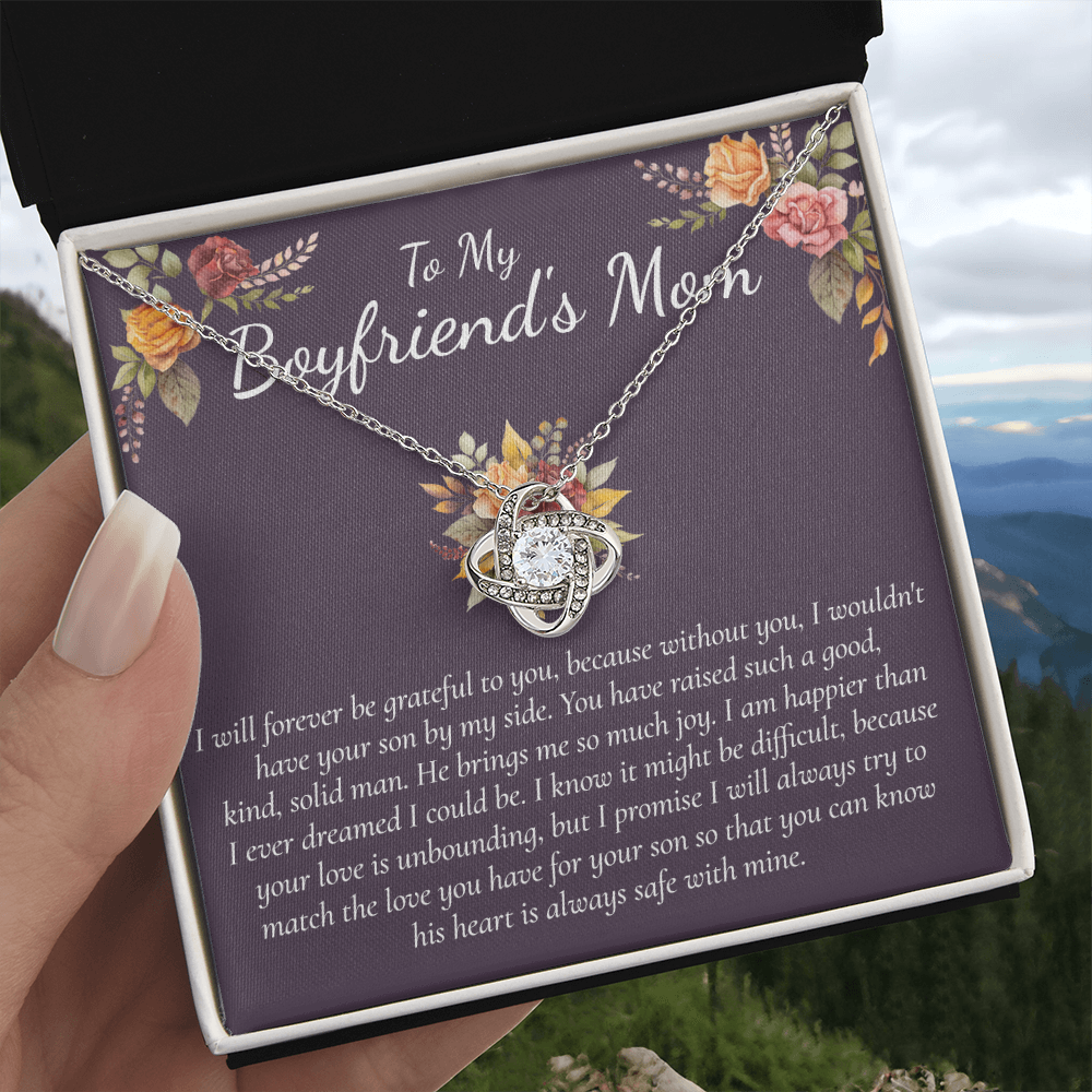 To My Boyfriends Mom Necklace From Girlfriend, Gifts Necklace for Boyfriend's Mom, Thank You Gift Necklace For Boyfriend's Mom, Boyfriends Mom Love Knot Necklace For Her, On Mothers Day, Christmas