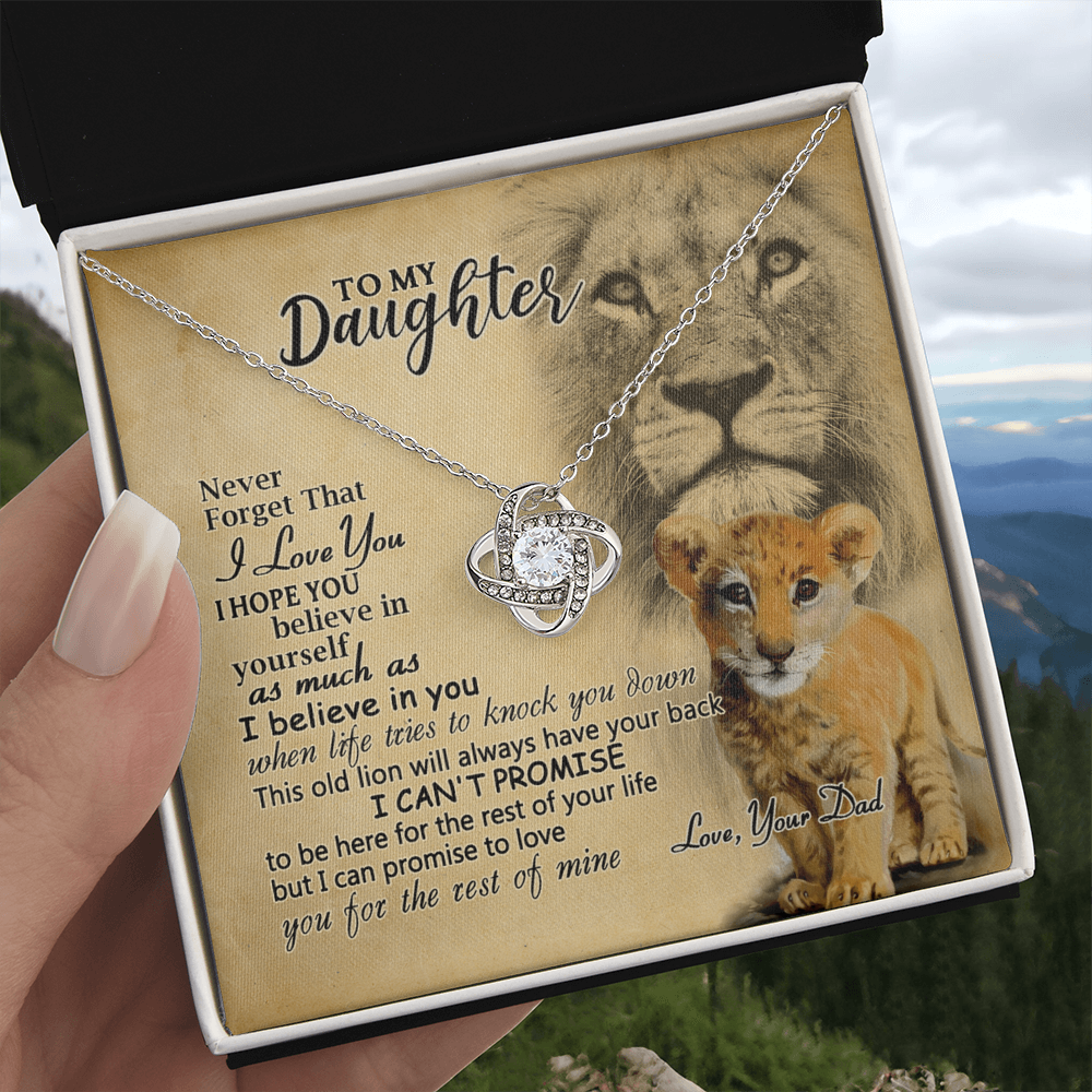 Daughter Gifts Necklace from Lion Dad to Daughter, Father Daughter Necklace, To My Daughter Lion Love Knot Necklace Gift Dad And Daughter Necklace Gift on Birthday Gift Anniversary Graduation Gift