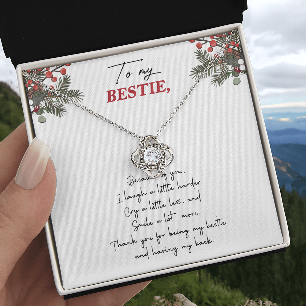 Gifts Necklace For Besties, To My Besties Love Knot Necklace From Friend, Man Because Of You Gift Necklace, Long Distance Best Friend Necklace, Besties Necklace Jewelry Gift For Girls, Her