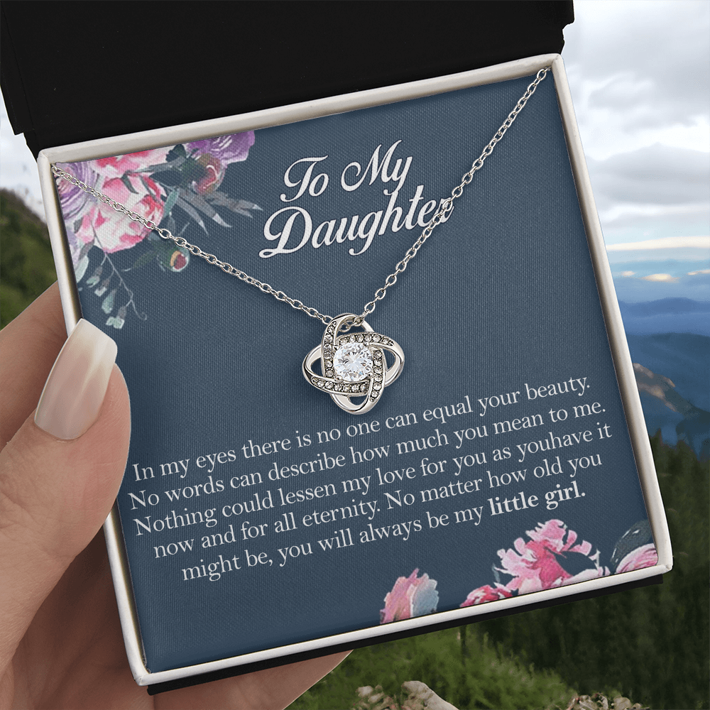 To My Daughter Love Knot Necklace From Mom, Mother And Daughter Pendant Gifts Necklace, To Daughter Pendant Gift From Mom, Little Girl Necklace Gift From Mother, Daughter Mom Jewelry Gift For Girls