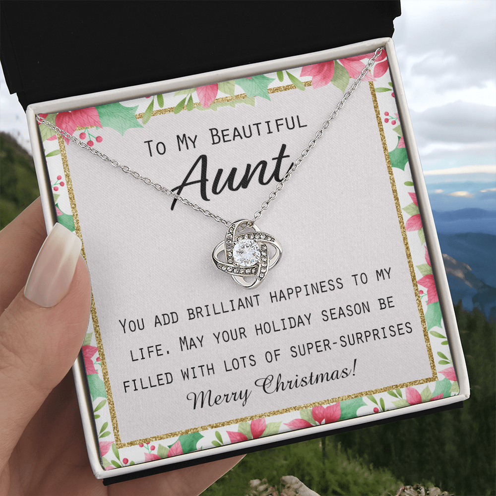 To My Beautiful Aunt Christmas Gift Forever Love Necklace Auntie Jewelry Gift For Girls And Box from Niece or Nephew Merry Christmas Gift for Aunt Jewelry For Girls
