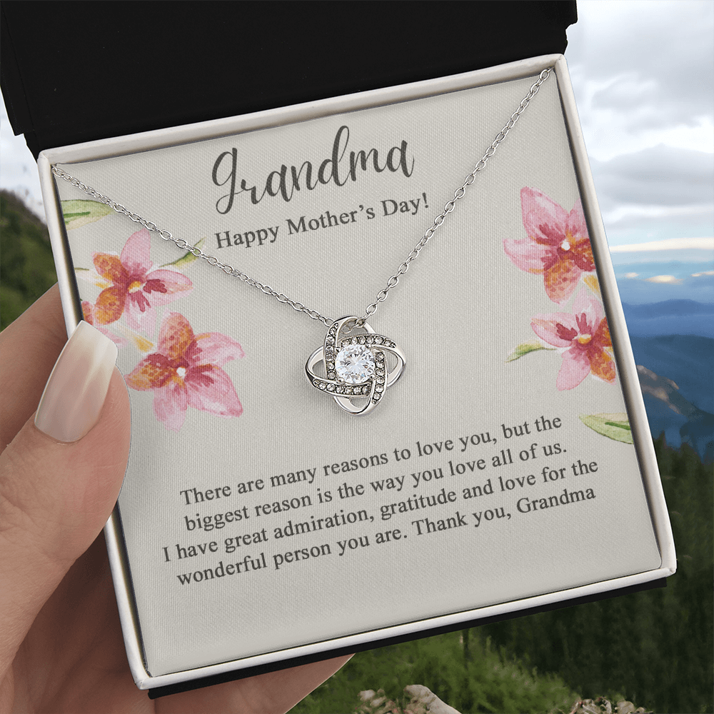 Grandma Gift Necklace - To My Grandma Love Knot Necklace from Granddaughter, Happy Mother's Day Necklace - Jewelry Gifts for Grandmother, Mimi, Gigi, Grammy on Mothers Day, Birthday, Christmas