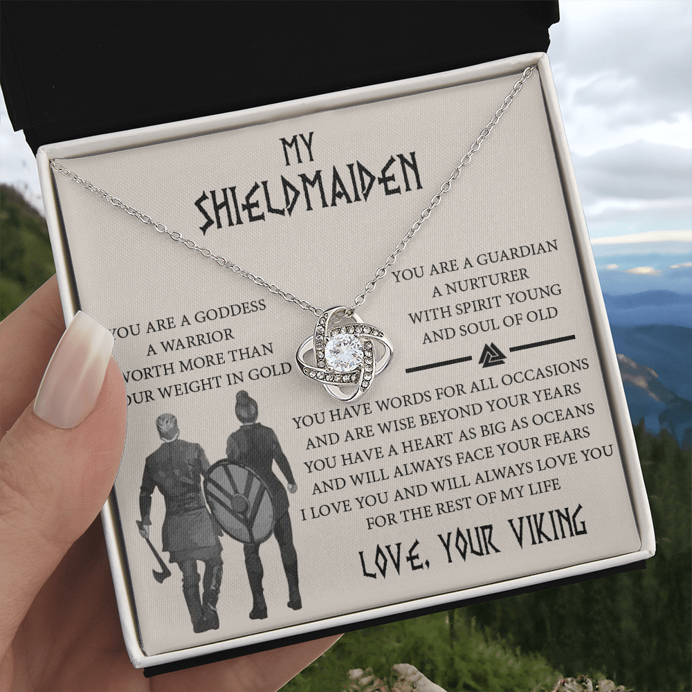 Shieldmaiden Gift Necklace, Viking Jewelry For Women, Love Knot Necklace Gifts For Her, Wife, Future-Wife, Soulmate, Girlfriends, Fiance From Him Husband, On Mother's Day, Birthday, Anniversary