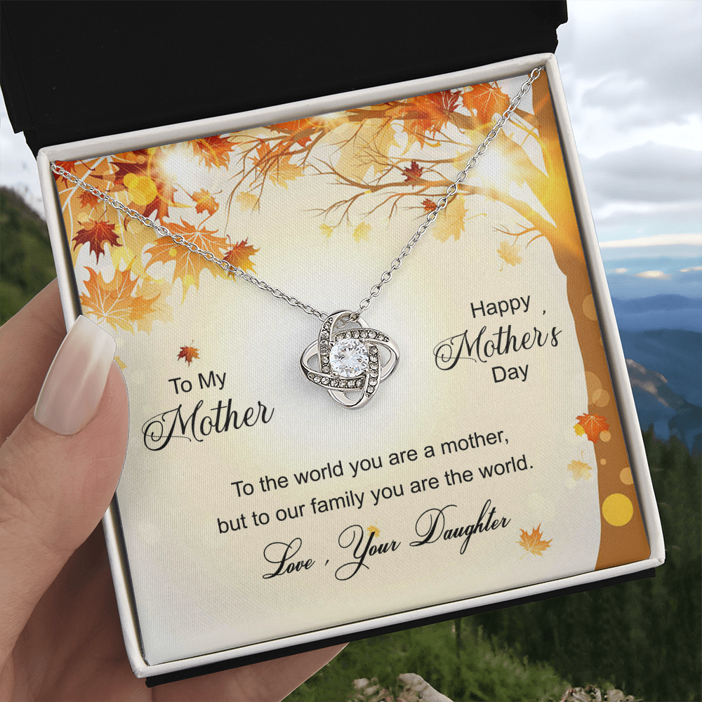 Happy Mother's Day Gift Necklace, To My Mother Love Knot Necklace From Daughter, Badass Mom Necklace Gift For Mom, Mother And Daughter Jewelry Gift For Women, Bonus Mom You Are The World Necklace