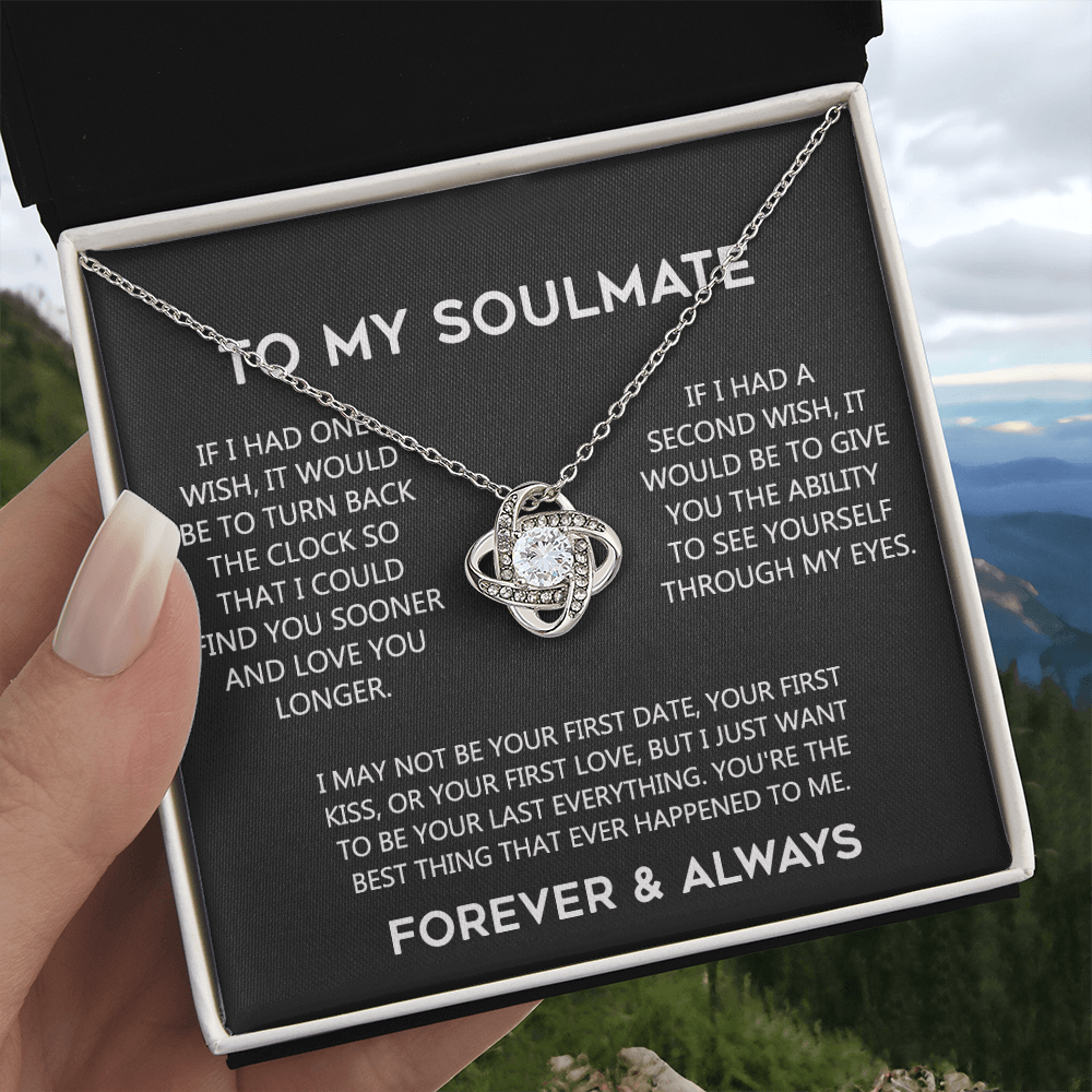To My Soulmate Love Knot Necklace Gift From Husband, Boyfriend To Wife, Soulmate Gift Necklace On Valentines Day Anniversary, Christmas Gift Necklace for Her Romantic, Girlfriend Gift Necklace