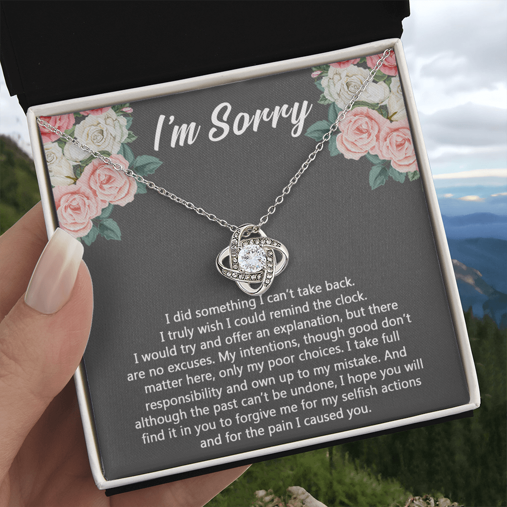 I'm Sorry Gift Necklace for Her, Apology Gifts Necklace for Girls, Woman Sorry Gift Necklaces with Meaningful Message Jewelry Sorry Gift Love Knot Necklace For Girlfriend Wife Soulmate Best Friend