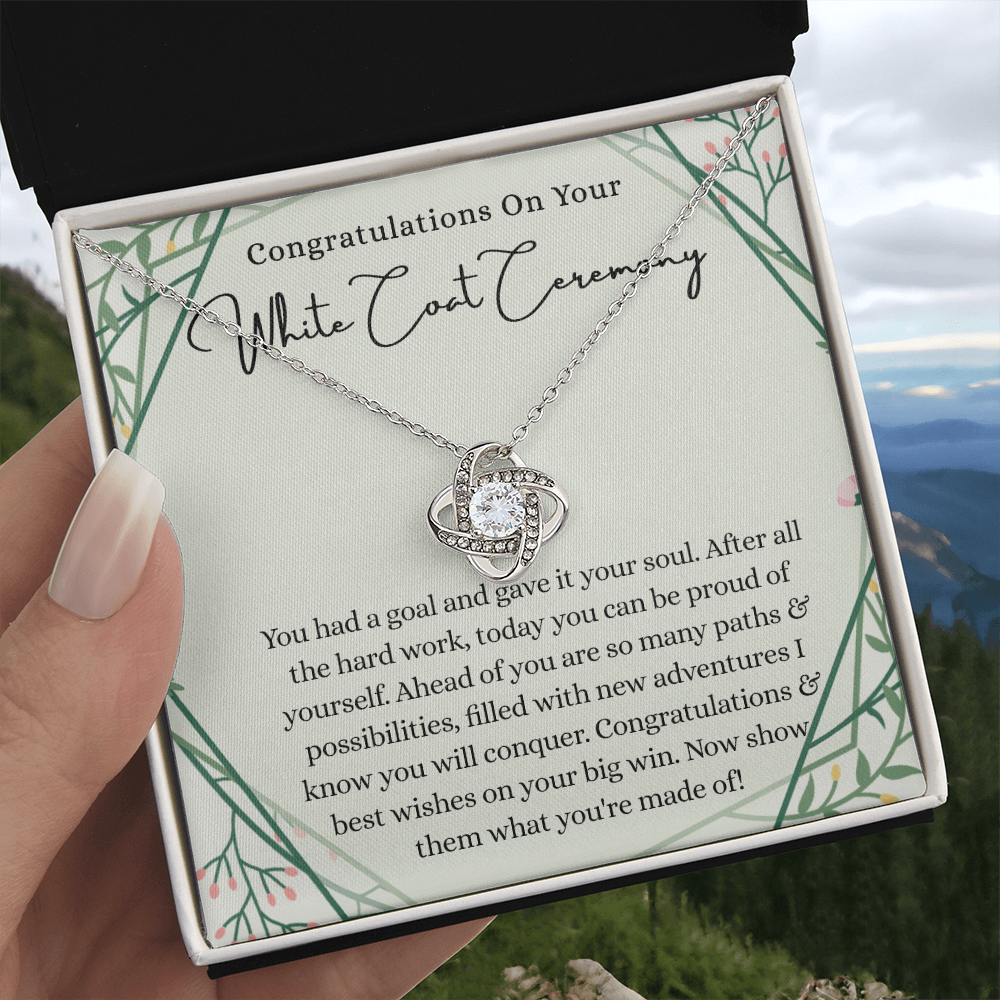 White Coat Ceremony Gift Necklace For Her, White Coat Love Knot Necklace Gift For Ceremony, New Doctor Gift Necklace White Coat Ceremony Pendant Gift For Girl Daughter Necklace Granddaughter, Niece
