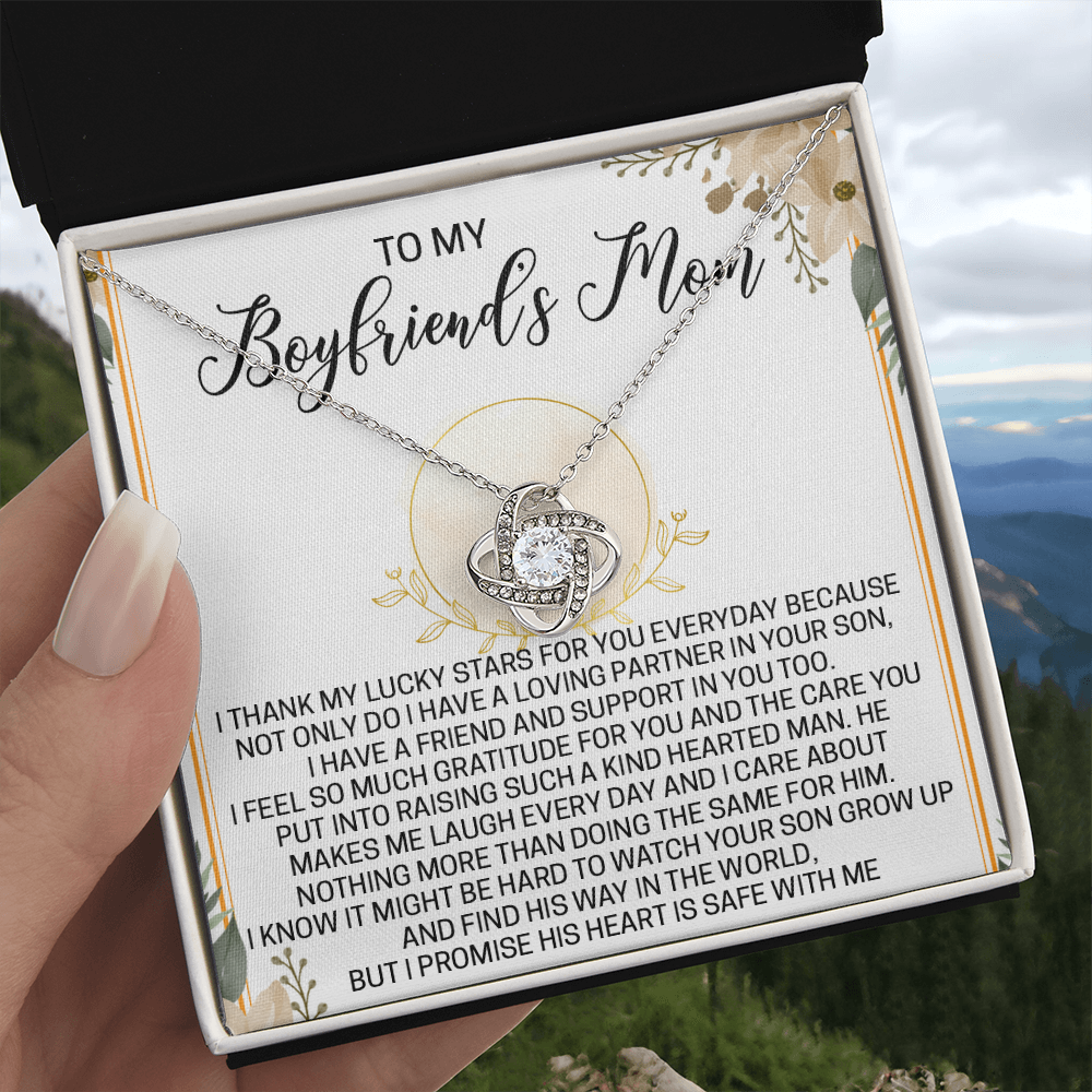 To My Boyfriend's Mom Necklace From Girlfriend,  Love Knot Pendant Gift For Boyfriend's Mom, Jewelry Gift Women, Boyfriend's Mom Gift Necklace On Mothers Day Birthday Presents for Mom Necklace