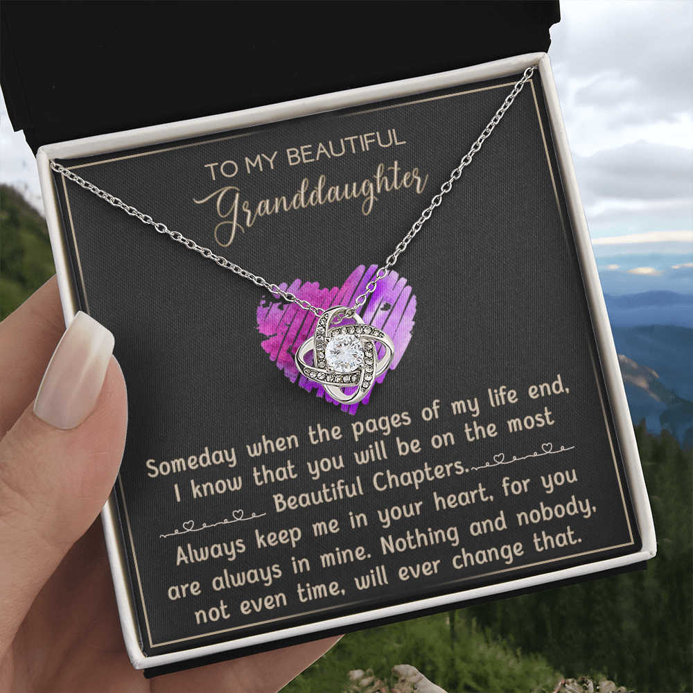 Granddaughter And Grandma Necklace, Gift Necklace For Granddauhter - To My Beautiful Granddaughter Necklace From Grandma, Love Knot Necklace For Granddaughter, Beautiful Granddaughter Necklace
