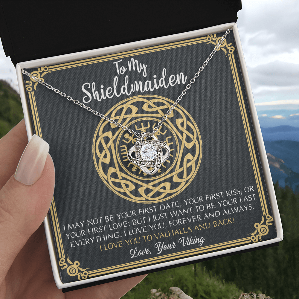 Personalized Gift Necklace, To My Shieldmaiden Necklace From Viking, I Love You to Valhalla and Back Viking Necklace Jewelry Gift For Women Wife Girlfriend Anniversary Customized Message Card