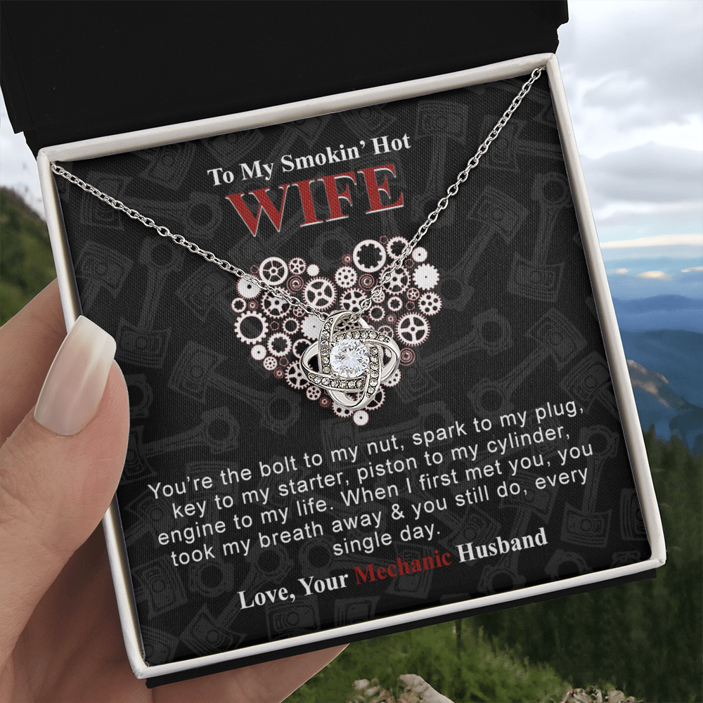 To My Smokin Hot Wife Necklace From Husband, Mechanic Necklace For Wife, Jewelry Gift For Women, Gift Necklace For Mechanic Wife Necklace From HUsband, Soulmate Gift Necklace For Women Love Knot