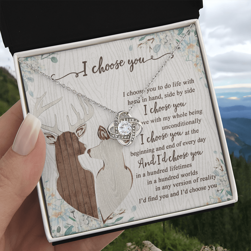 To My Smokin' Hot Doe Necklace From Husband, Boyfriend, I Choose You Hunting Love Knot Necklace Smokin' Hot Gift for Her Romantic, Girlfriend Gift Necklace Soulmate Gift Necklace With Message