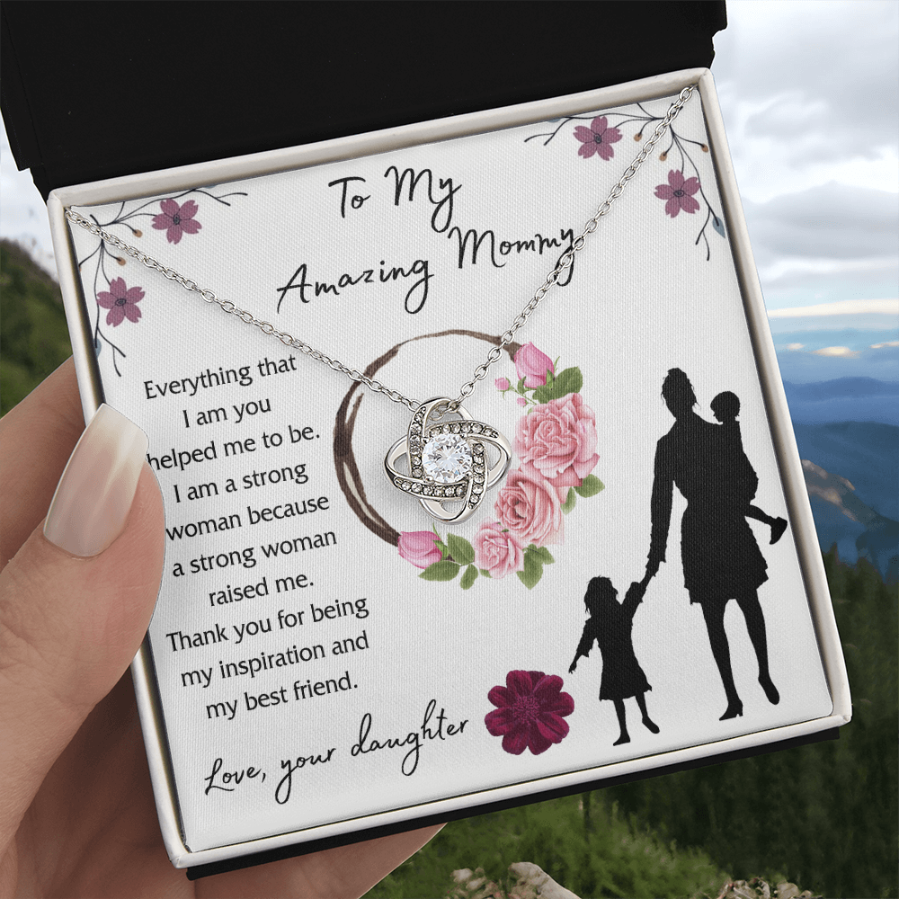 Mom And Daughter Gift Necklace, To My Amazing Mom Necklace From Daughter, Necklace Gift For Mom On Birthday Gift Anniversary Mother's Day Necklace Gift Mom Love Knot Necklace Jewelry Gift For Women