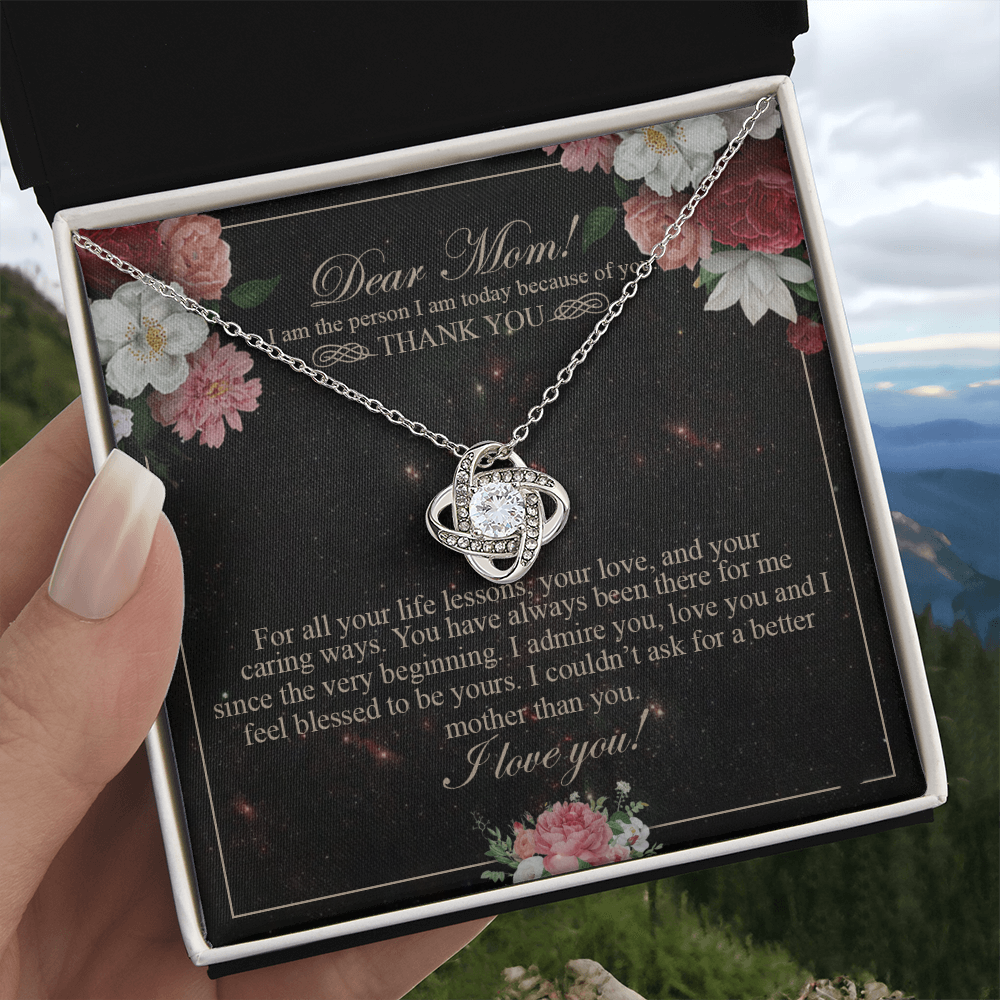 Meaningful Gift To Mom, Thank You Card For Mom, To My Mom Necklace From Daughter, I Love You Necklace For Mom, To Mom Love Knot Necklace, Jewelry For Mom On Birthday Gifts Mothers Day, Anniversary