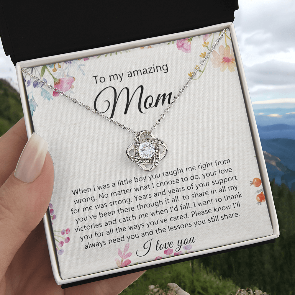 To My Amazing Mom Necklace From Daughter, Son Necklace Gift For Mom, Thank You Mom, Mother Necklace Gift On Mother's Day Birthday Gift, Anniversary, Mom Love Knot Necklace Jewelry Gift For Women