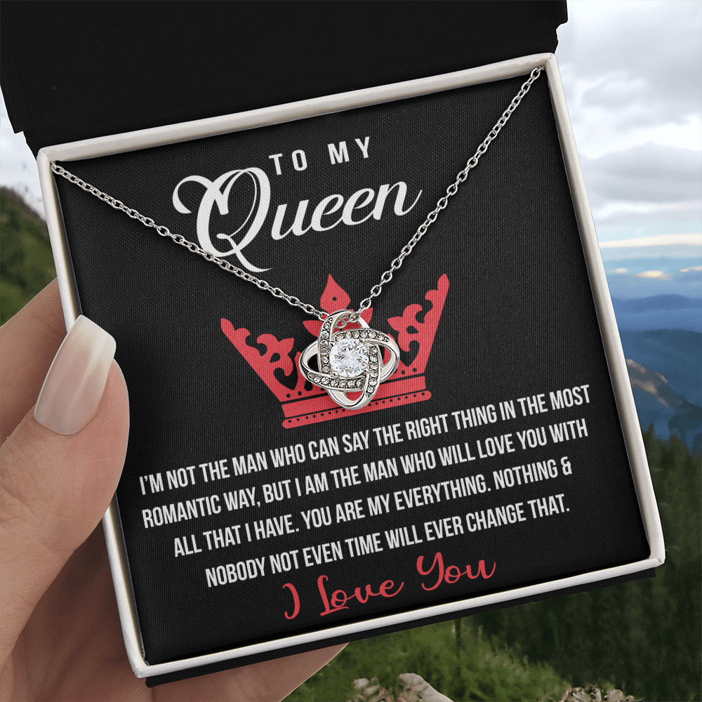 To My Queen Love Knot Necklace, Gift For Wife Girlfriend Soulmate Future Wife From Boyfriend, Husband, Girlfriend Gift Necklace - Jewelry Gift For Girls, Love Knot Pendant Gift For Girlfriend, Soulmate