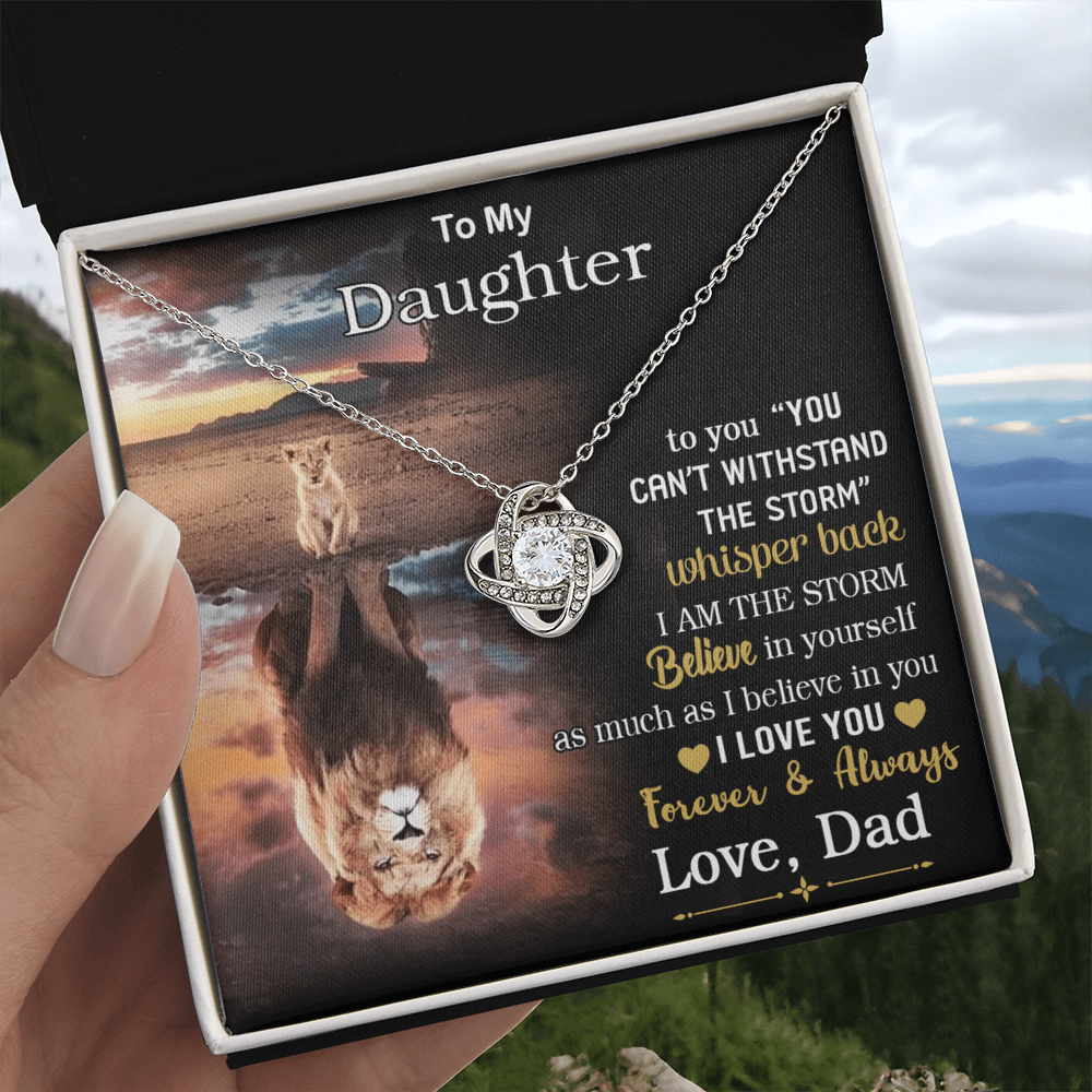 To My Beautiful Daughter Love Knot Necklace From Dad Necklace For Lion Daughters Necklaces With Love Knot Daughter Love Mother Gift A Necklaces Beautiful Jewelry Gift For Girls Little Girl Necklace