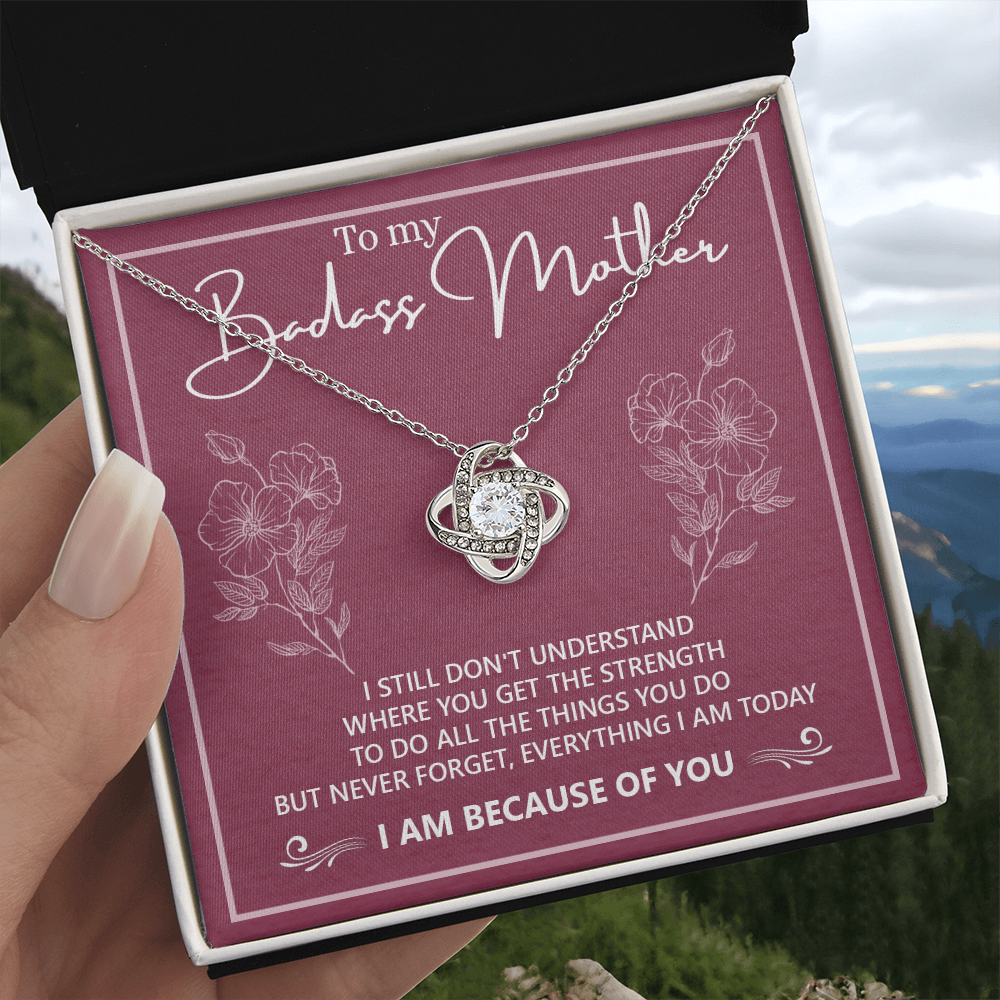 Badass Mother Necklace, To My Badass Mother Love Knot Necklace, Badass Mom Gift Necklace, Badass Mother Necklace Gift From Daughter, Mother's Day Necklace Gift For Mom, Jewelry Gift For Women Badass