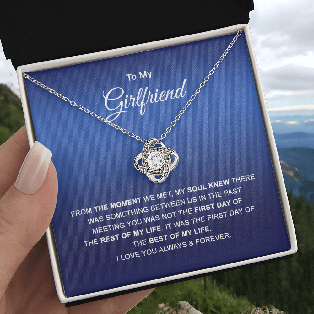 To My Girlfriend Necklace, Valentines Soulmate Gifts, Love Knot Necklace From Boyfriend, Husband, Girlfriend Gift Necklace - Jewelry Gift For Girls, Love Knot Pendant Gift For Girlfriend, Soulmate