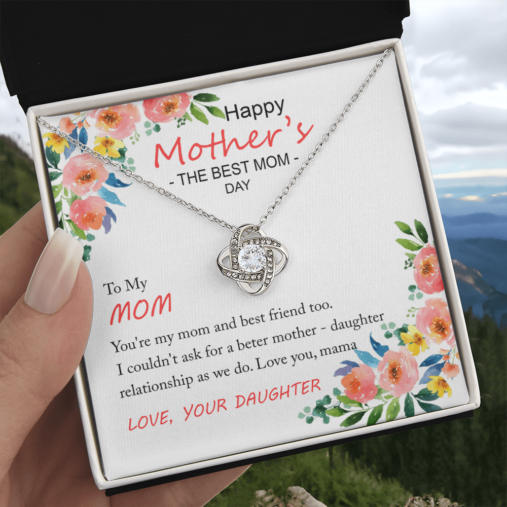 Happy Mother''s Day Gift Necklace, To My Mom Love Knot Necklace Gift From Daughter And Mother Love Knot Pendant Gift For Mom Bonus Mom Gift Necklace, The Best Mom Necklace, Jewelry Gift For Women